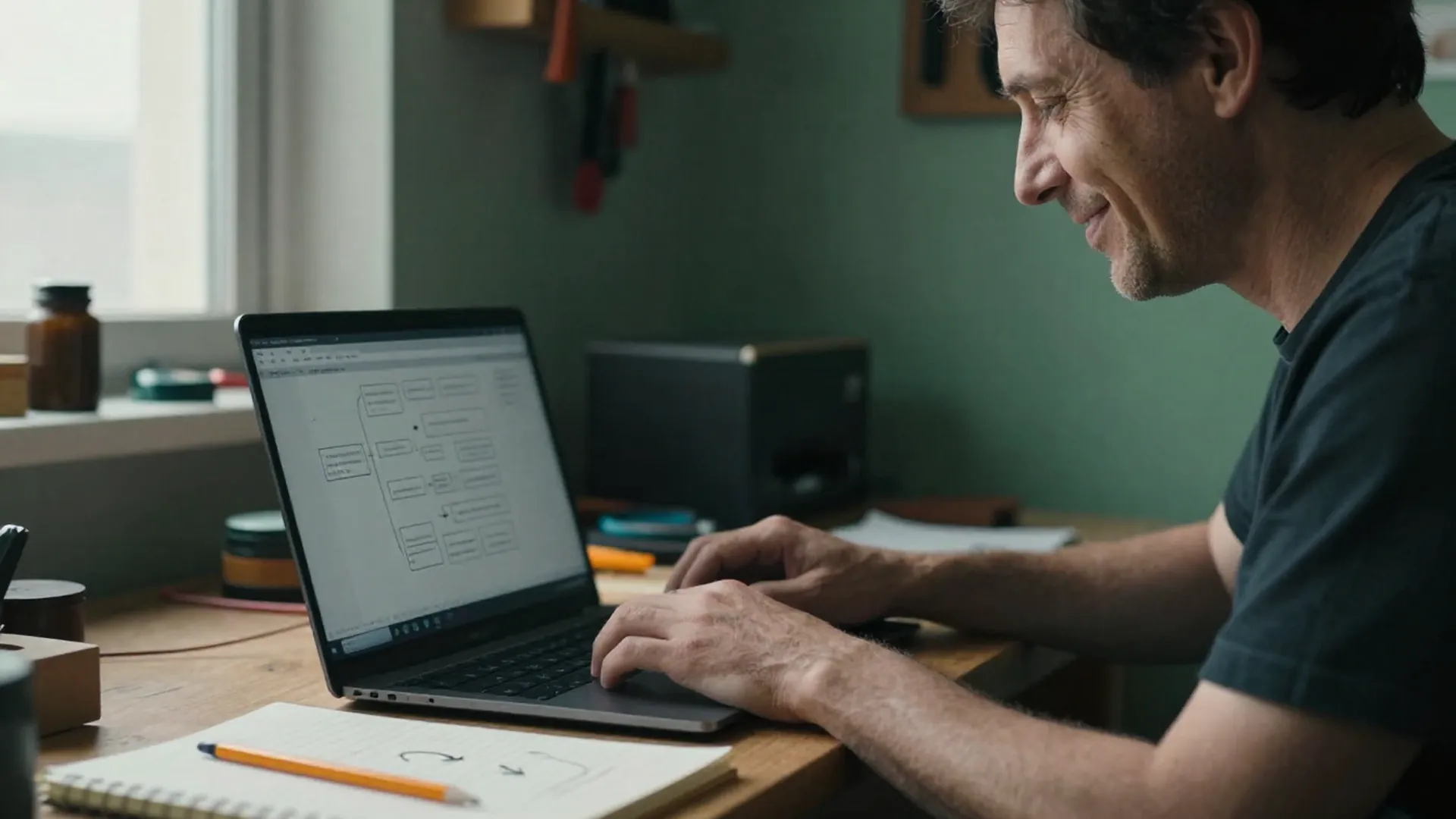 Un artisan construit sa première automatisation sans code sur son ordinateur, dans son atelier